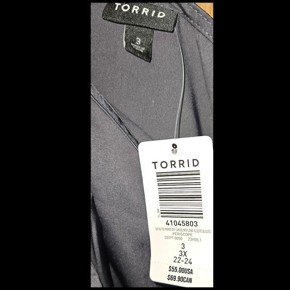 TORRID SatinβTie Front Off Shoulder Long sleeve Blouse 3X - Picture 12 of 15